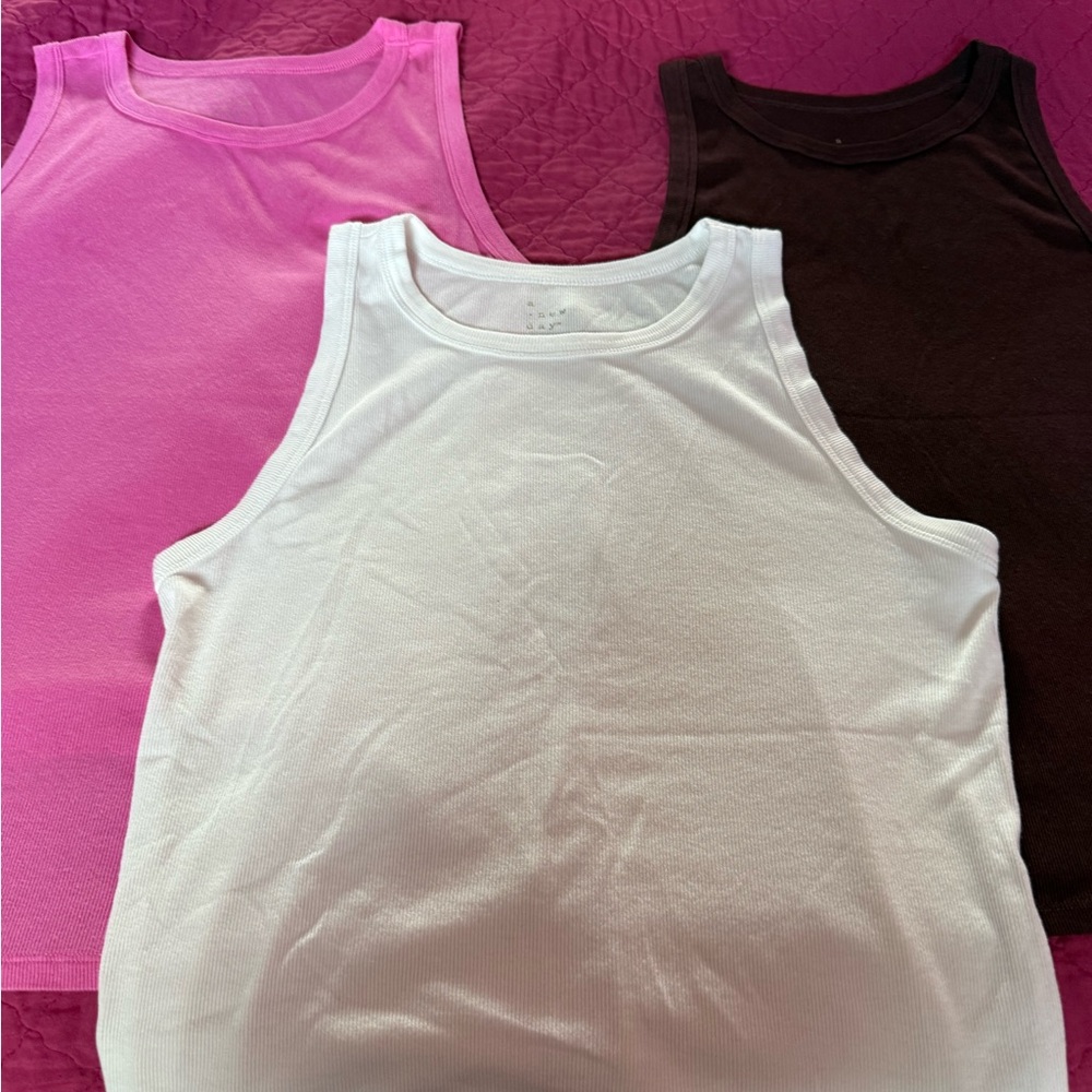 A New Day Ribbed High Neck Tank Tops (3)